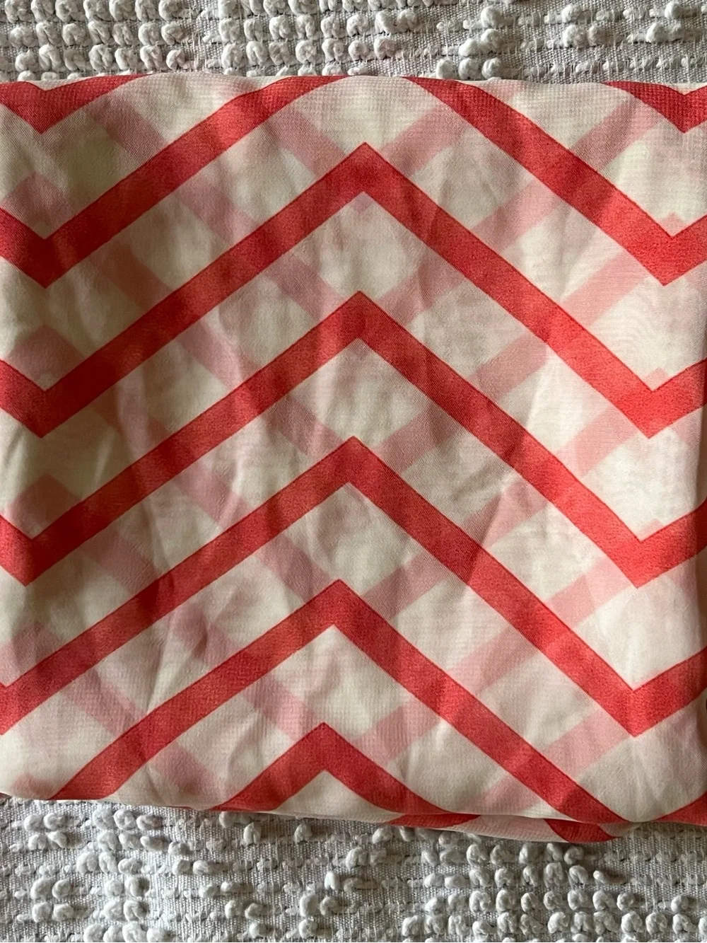 Handmade Women's Chevron Wrap Scarf Sarong Cover Up Coral & White 110”L X 28”W